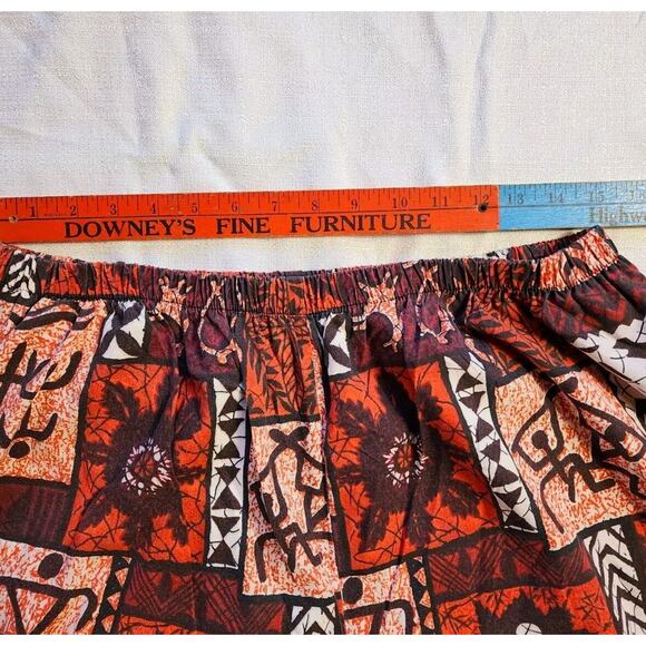 VTG 60s Hawaiian Red Tribal Floral Petroglyphs Shirt & Capri Short Set XL Hawaii - Picture 6 of 16